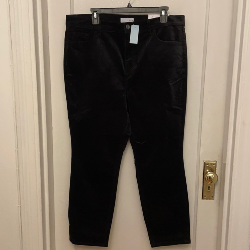 NWT Loft velvet skinny black pants.